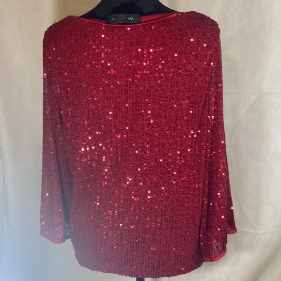 ASHLEY STEWART sequin RED few pulls on shoulder size 14/16 - Picture 4 of 6